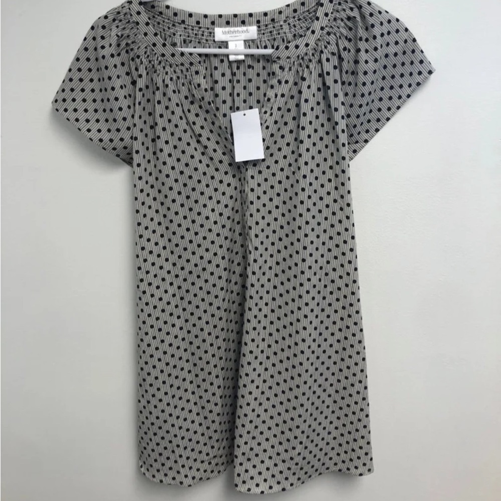 Polkadot Motherhood Maternity grey and white polka dot Top size small
